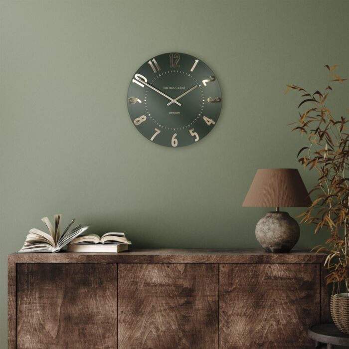 Thomas Kent Mulberry Olive Green Small Wall Clock - 12"